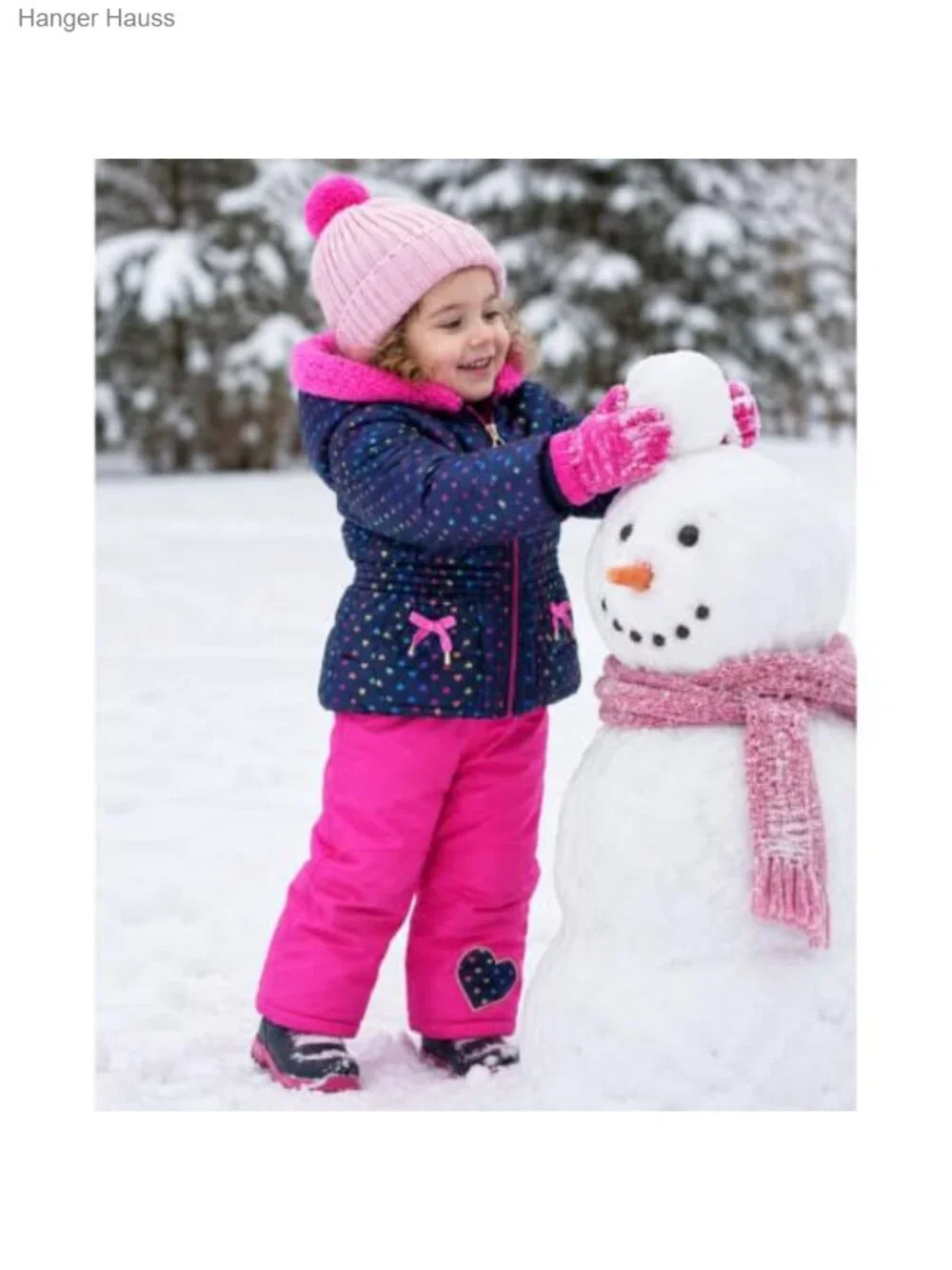 Girls Snowsuit Water Resistant Ski Jacket & Bib Snow Pants Hooded